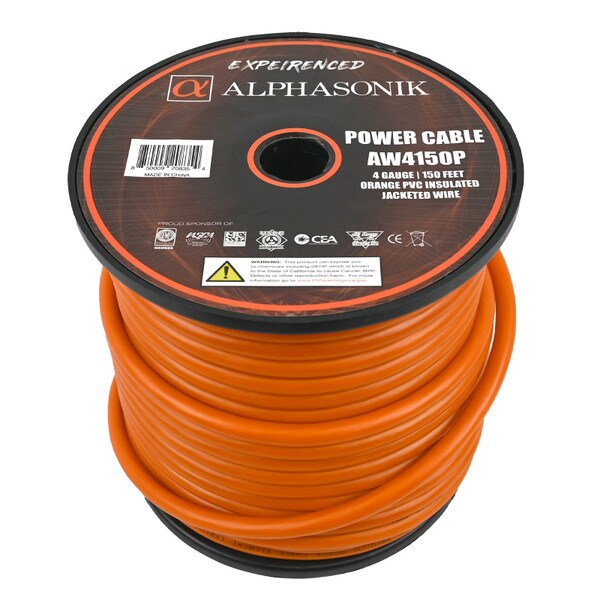 Main product image for Alphasonik AW4150P 4 Gauge Power Wire Roll 150 ft Orange268-718